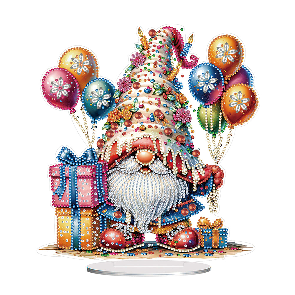 Special Shape Cute Gnome 5D DIY Table Top Diamond Painting Ornament Kits (Cake)