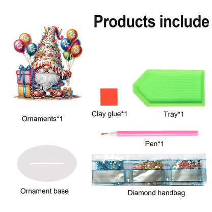 Special Shape Cute Gnome 5D DIY Table Top Diamond Painting Ornament Kits (Cake)