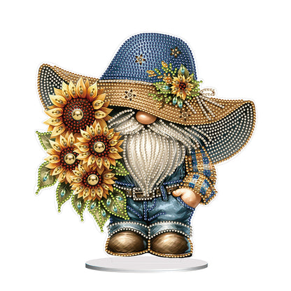 Special Shape Cute Gnome Table Top Diamond Painting Ornament Kit (Big Sunflower)