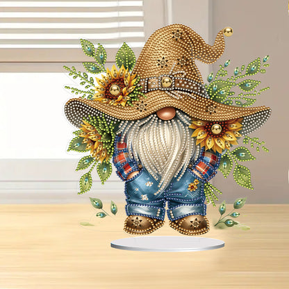 Special Shape Cute Gnome 5D DIY Table Top Diamond Painting Kit (Small Sunflower)