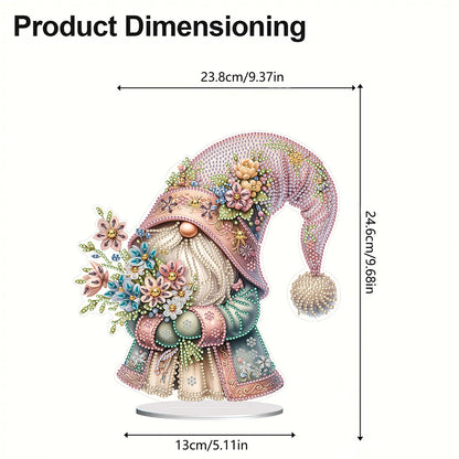 Special Shape Cute Gnome 5D Table Top Diamond Painting Ornament Kits (Flower)