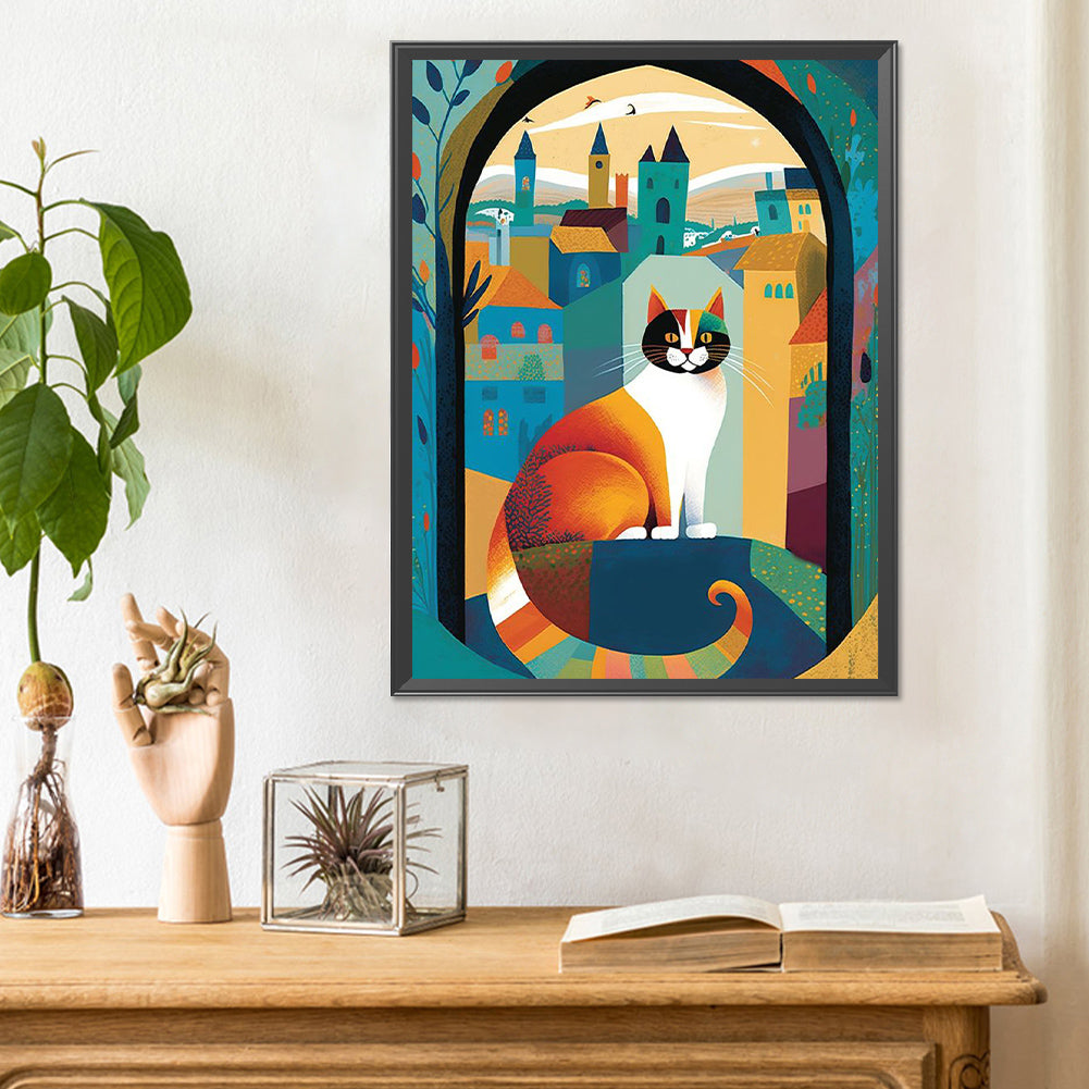 Cats In Mural Town - Full Round Drill Diamond Painting 30*40CM