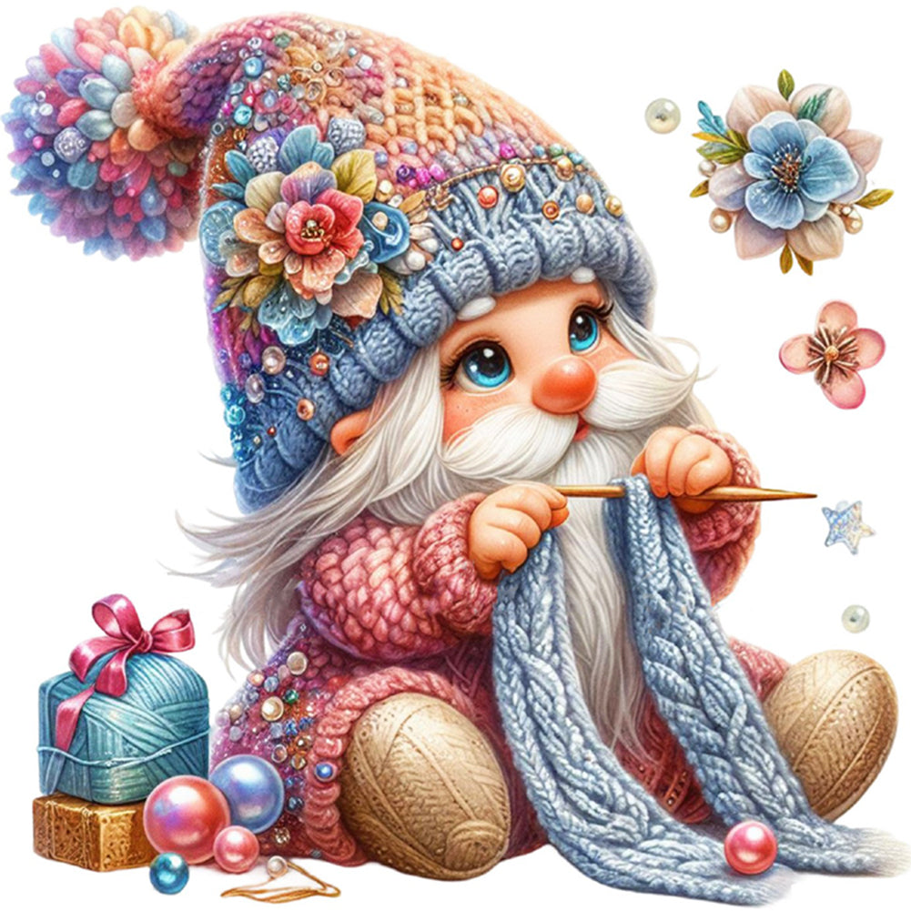 Gnome Knitting A Sweater - 11CT Stamped Cross Stitch 45*45CM