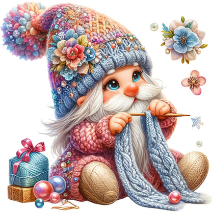 Gnome Knitting A Sweater - 11CT Stamped Cross Stitch 45*45CM