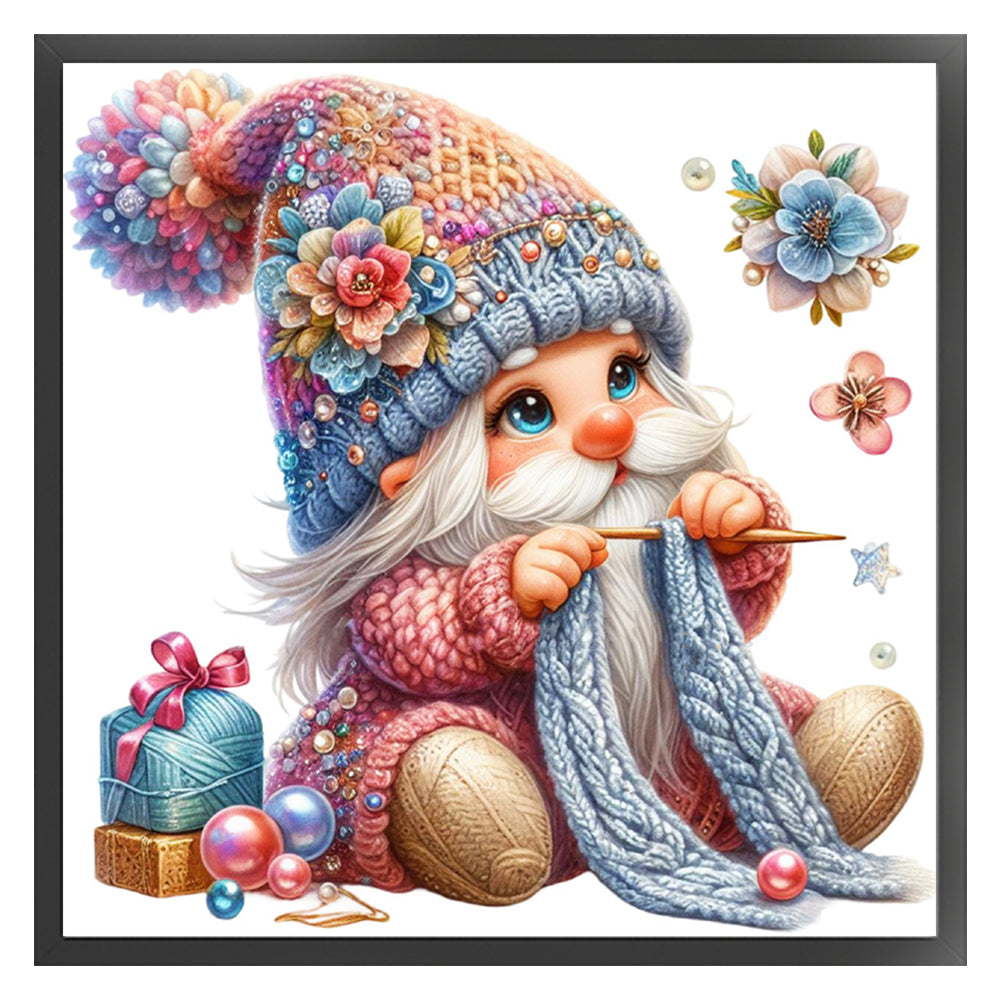 Gnome Knitting A Sweater - 11CT Stamped Cross Stitch 45*45CM