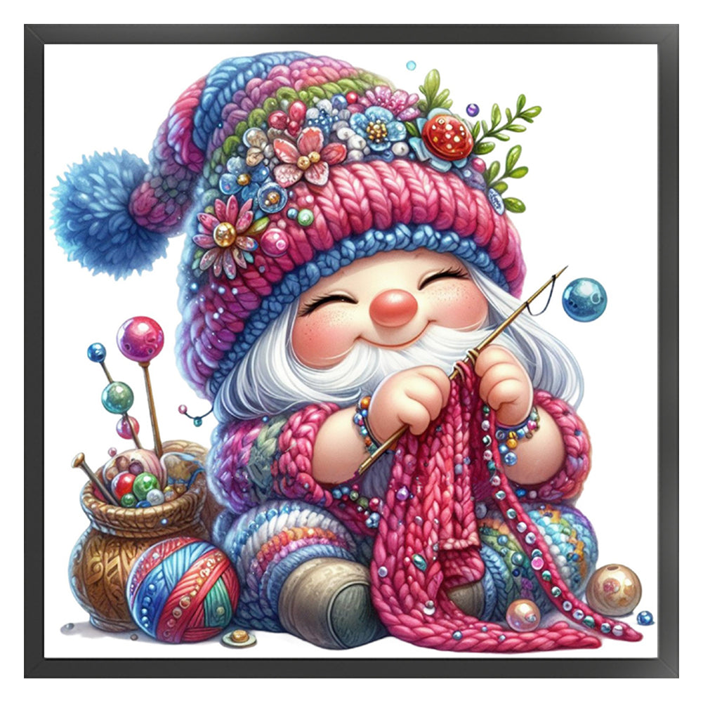Gnome Knitting A Sweater - 11CT Stamped Cross Stitch 45*45CM