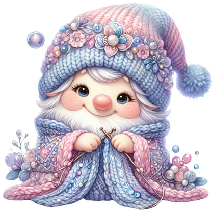 Gnome Knitting A Sweater - 11CT Stamped Cross Stitch 45*45CM