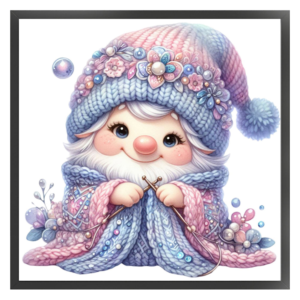 Gnome Knitting A Sweater - 11CT Stamped Cross Stitch 45*45CM