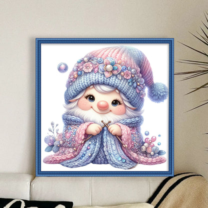 Gnome Knitting A Sweater - 11CT Stamped Cross Stitch 45*45CM