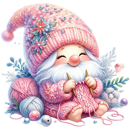 Gnome Knitting A Sweater - 11CT Stamped Cross Stitch 45*45CM