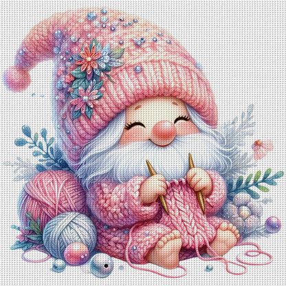 Gnome Knitting A Sweater - 11CT Stamped Cross Stitch 45*45CM