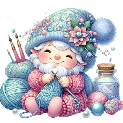 Gnome Knitting A Sweater - 11CT Stamped Cross Stitch 45*45CM