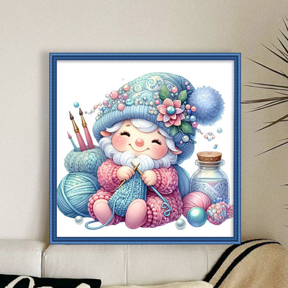 Gnome Knitting A Sweater - 11CT Stamped Cross Stitch 45*45CM