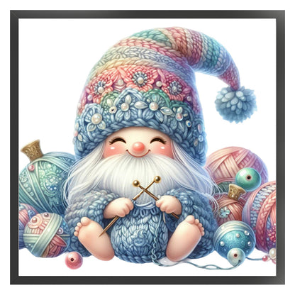 Gnome Knitting A Sweater - 11CT Stamped Cross Stitch 45*45CM