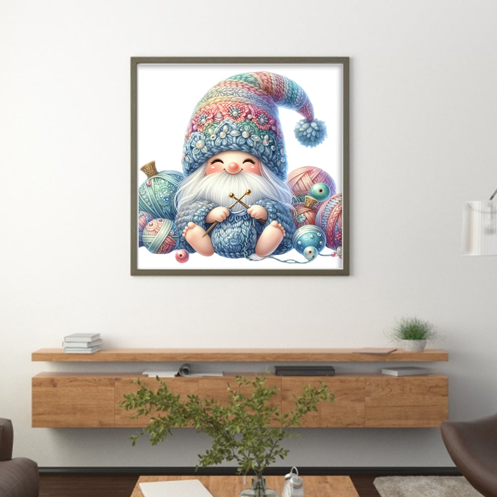 Gnome Knitting A Sweater - 11CT Stamped Cross Stitch 45*45CM