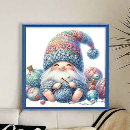 Gnome Knitting A Sweater - 11CT Stamped Cross Stitch 45*45CM