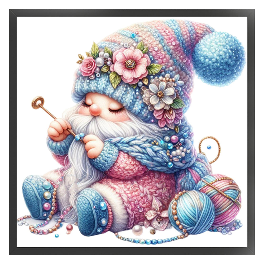 Gnome Knitting A Sweater - 11CT Stamped Cross Stitch 45*45CM