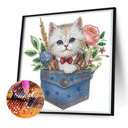 Cat In Pocket - Special Shaped Drill Diamond Painting 30*30CM