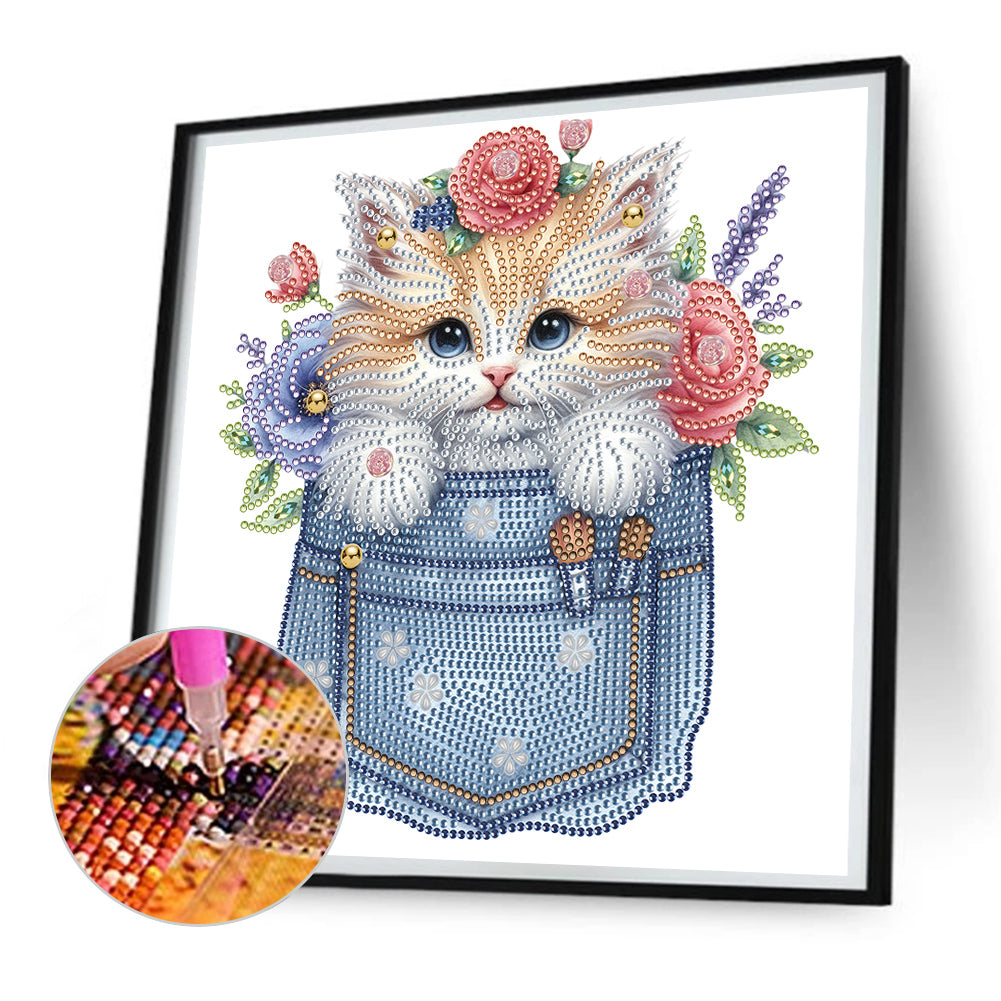 Cat In Pocket - Special Shaped Drill Diamond Painting 30*30CM