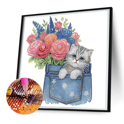 Cat In Pocket - Special Shaped Drill Diamond Painting 30*30CM