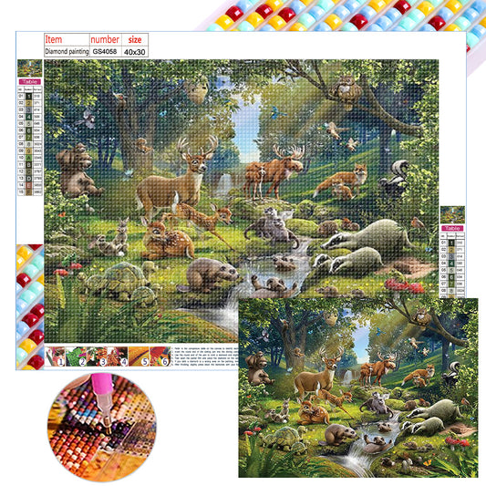 Forest Animals - Full Square Drill Diamond Painting 40*30CM