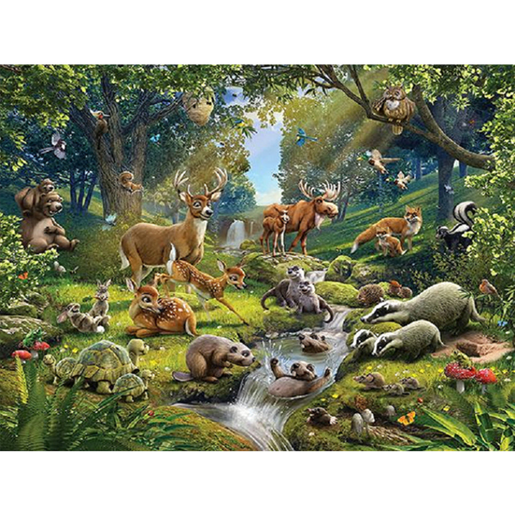 Forest Animals - Full Square Drill Diamond Painting 40*30CM