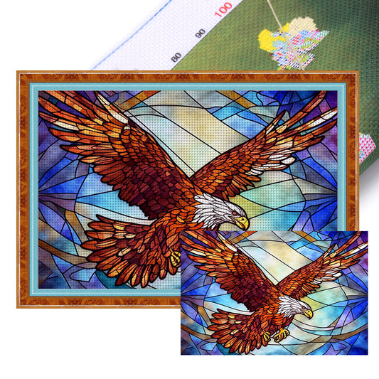 Glass Painting-Eagle - 11CT Stamped Cross Stitch 60*40CM