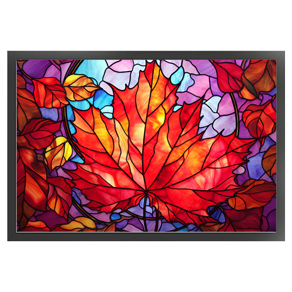 Glass Painting-Maple Leaf - 11CT Stamped Cross Stitch 60*40CM