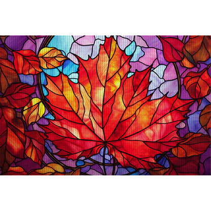 Glass Painting-Maple Leaf - 11CT Stamped Cross Stitch 60*40CM