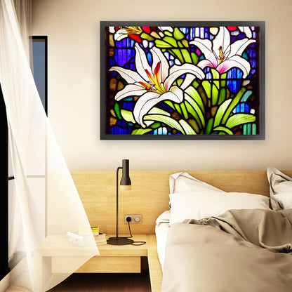 Glass Painting-Lily - 11CT Stamped Cross Stitch 60*45CM