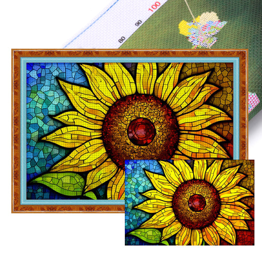 Glass Painting - Sunflower - 11CT Stamped Cross Stitch 60*40CM