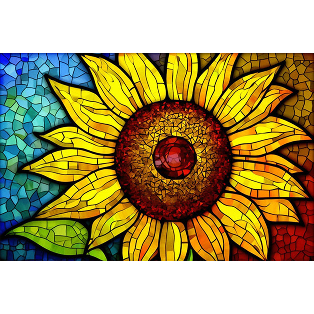 Glass Painting - Sunflower - 11CT Stamped Cross Stitch 60*40CM