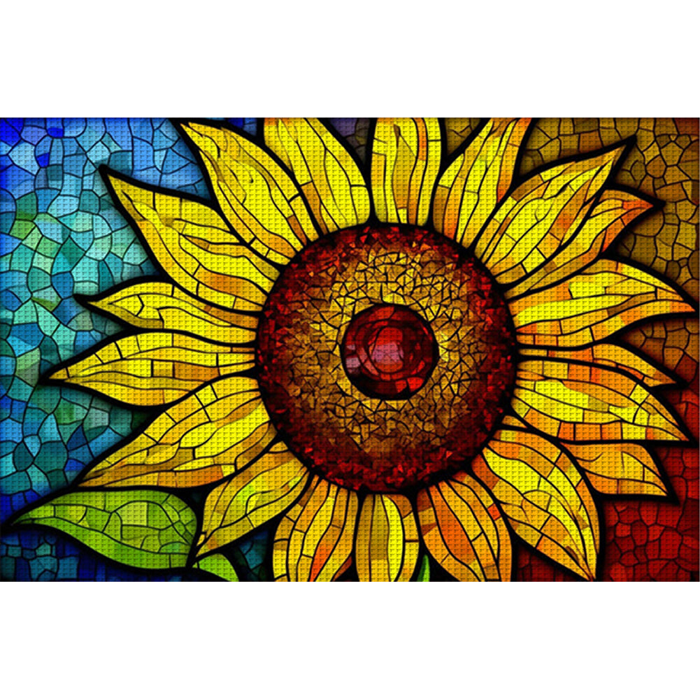 Glass Painting - Sunflower - 11CT Stamped Cross Stitch 60*40CM