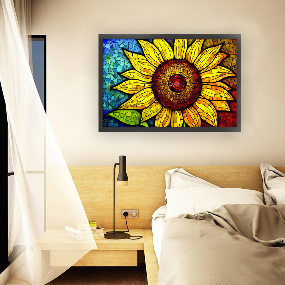 Glass Painting - Sunflower - 11CT Stamped Cross Stitch 60*40CM