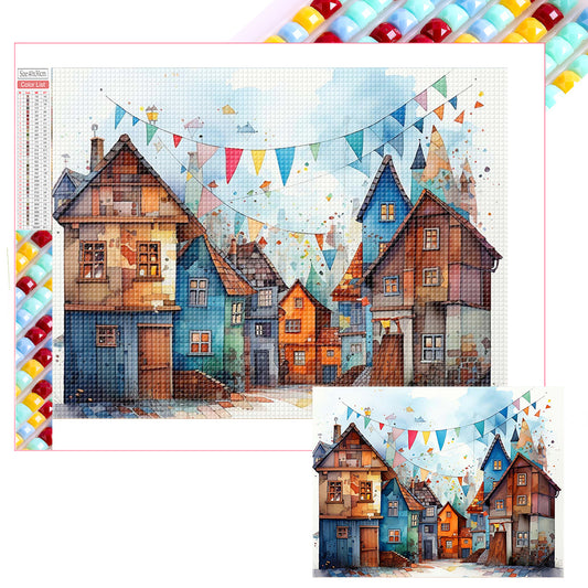 Colorful House - Full Square Drill Diamond Painting 40*30CM