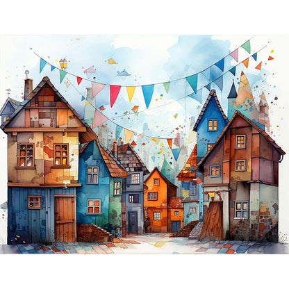 Colorful House - Full Square Drill Diamond Painting 40*30CM