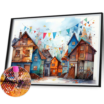 Colorful House - Full Square Drill Diamond Painting 40*30CM