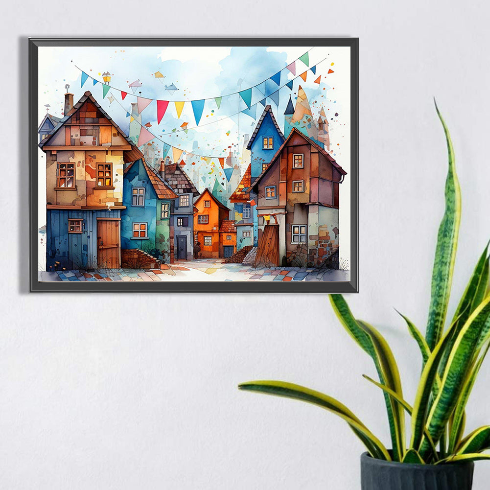 Colorful House - Full Square Drill Diamond Painting 40*30CM