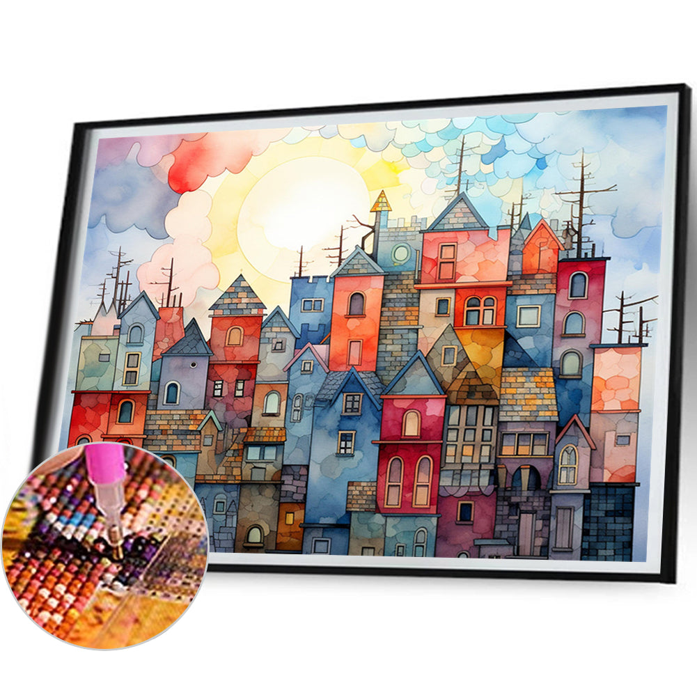 Colorful House - Full Square Drill Diamond Painting 40*30CM