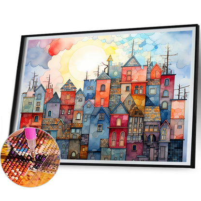 Colorful House - Full Square Drill Diamond Painting 40*30CM