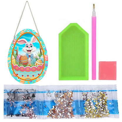Special Shaped Cute Rabbit Diamond Painting Suncatcher Cute with Light (White)