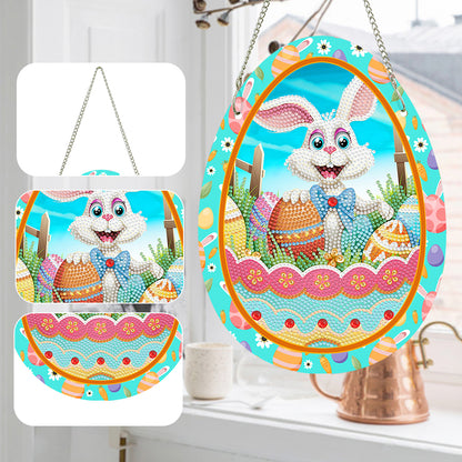 Special Shaped Cute Rabbit Diamond Painting Suncatcher Cute with Light (White)