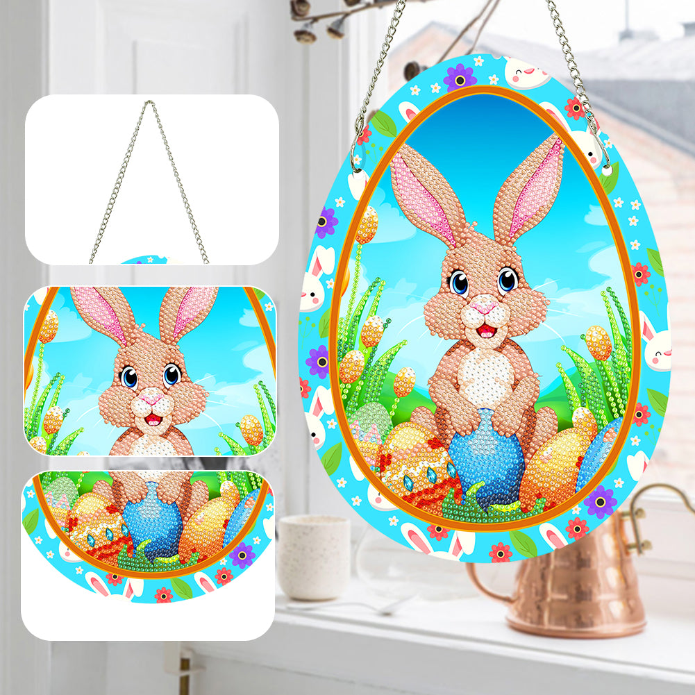 Special Shaped Cute Rabbit Diamond Painting Suncatcher Cute with Light (Brown)