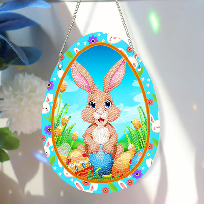 Special Shaped Cute Rabbit Diamond Painting Suncatcher Cute with Light (Brown)
