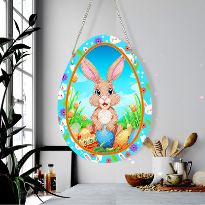 Special Shaped Cute Rabbit Diamond Painting Suncatcher Cute with Light (Brown)