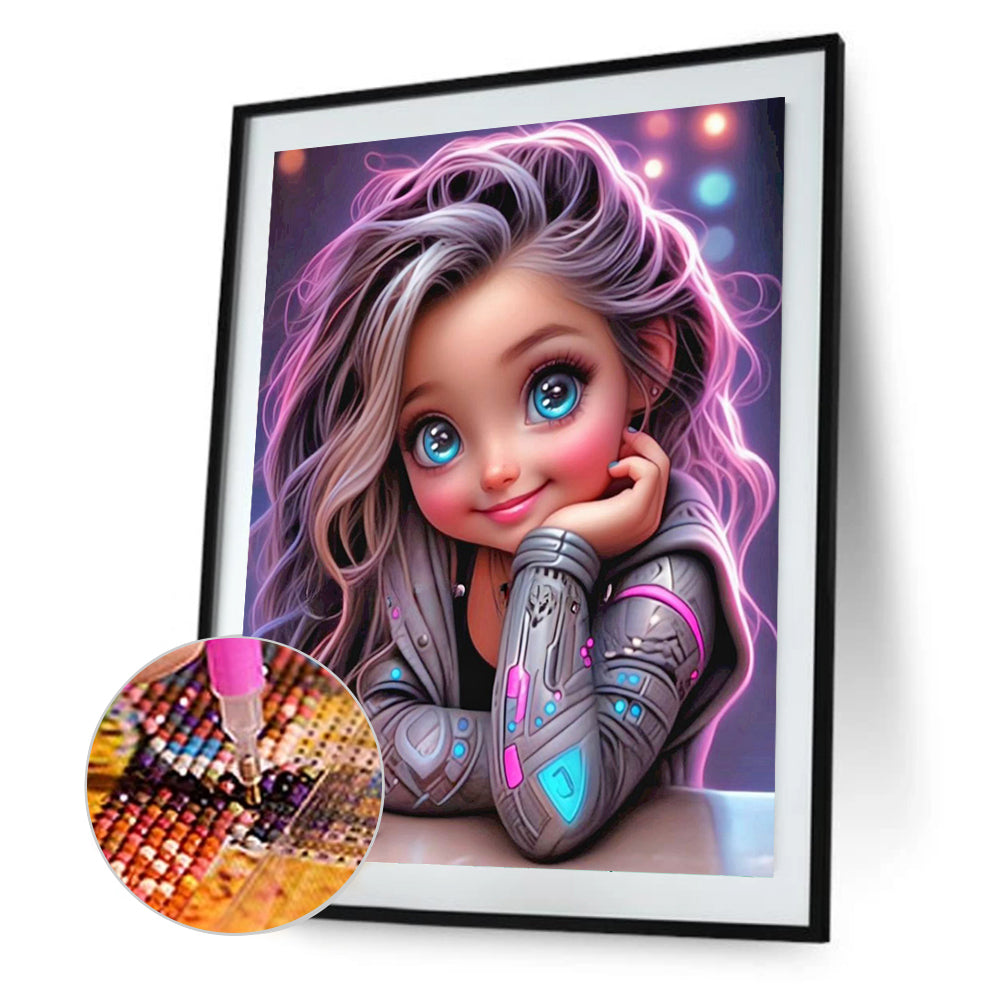 Cool Little Girl - Full Round Drill Diamond Painting 30*40CM