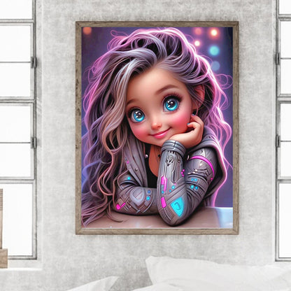 Cool Little Girl - Full Round Drill Diamond Painting 30*40CM