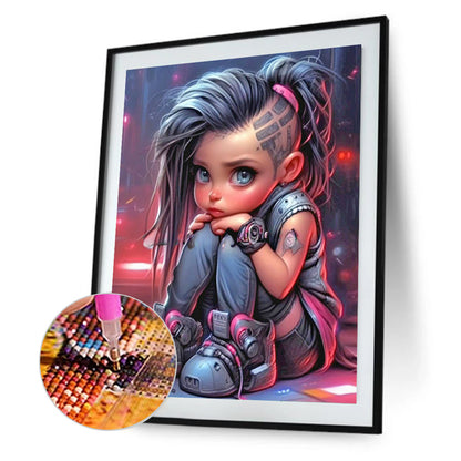 Cool Little Girl - Full Round Drill Diamond Painting 30*40CM