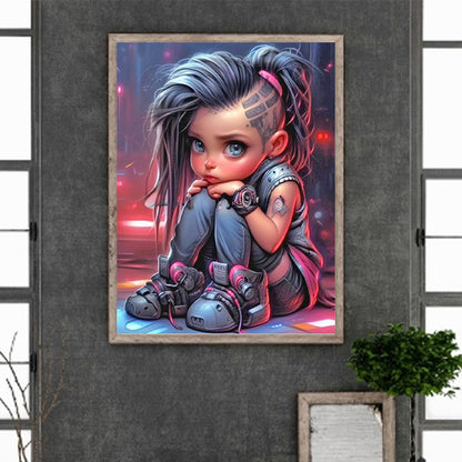 Cool Little Girl - Full Round Drill Diamond Painting 30*40CM