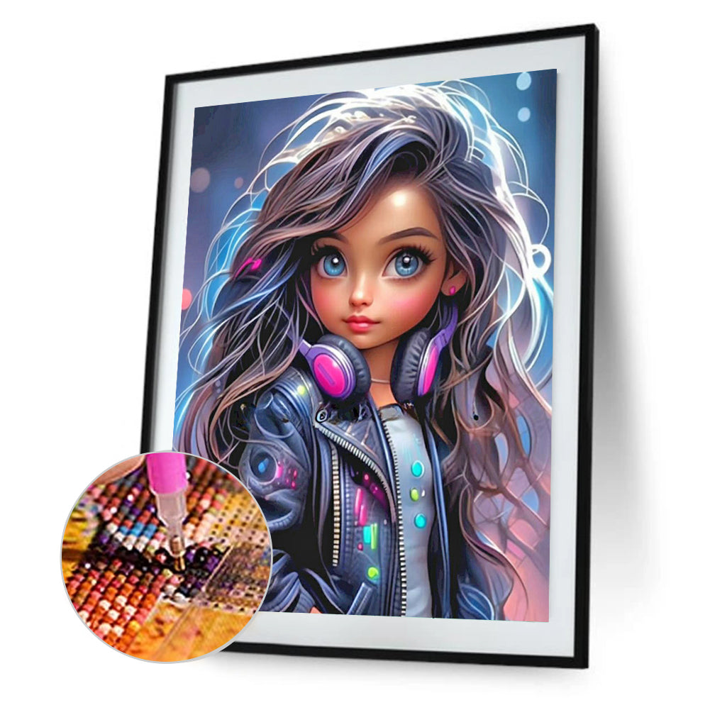 Cool Little Girl - Full Round Drill Diamond Painting 30*40CM